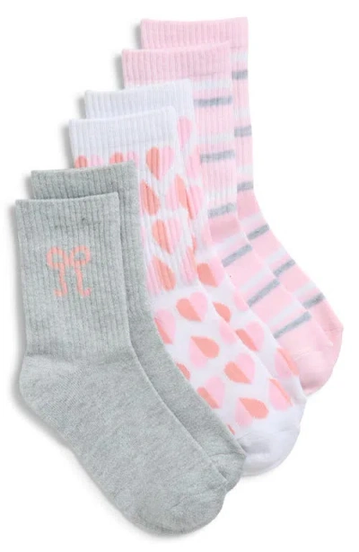 Capelli New York Kids' Assorted 3-pack Crew Socks In Pink