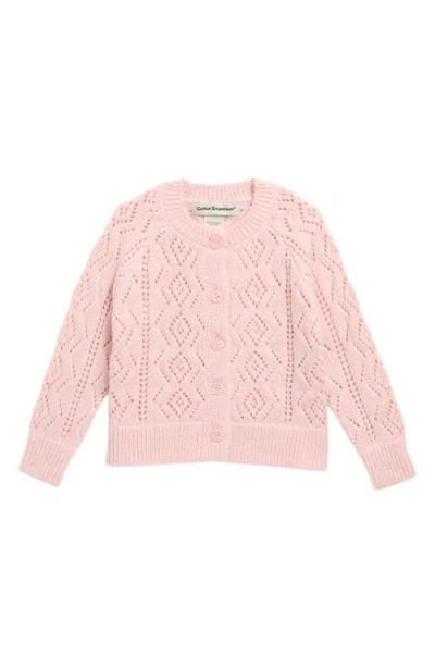 Cotton Emporium Kids' Pointelle Cardigan In Pink
