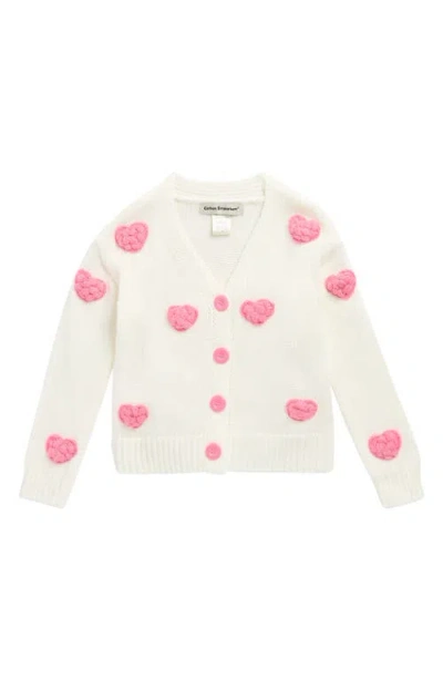 Cotton Emporium Kids' Bouclé Heart Cardigan In White