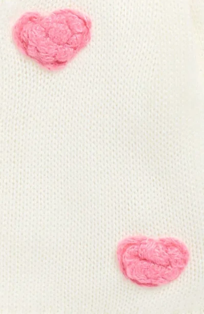 Cotton Emporium Kids' Bouclé Heart Cardigan In White