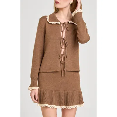 Wayf Ginger Tie Cardigan In Brown