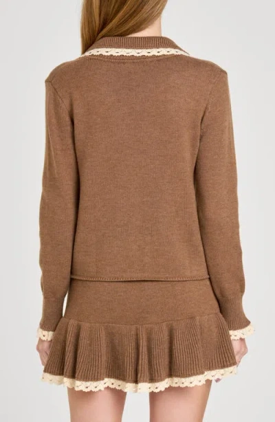 Wayf Ginger Tie Cardigan In Brown