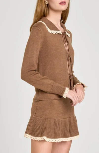 Wayf Ginger Tie Cardigan In Brown
