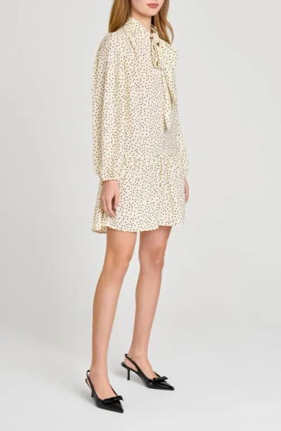 Wayf Kate Polka Dot Long Sleeve Dress In White