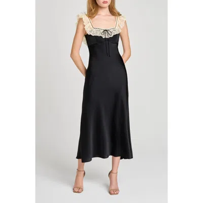 Wayf Ella Lace Trim Slipdress In Black
