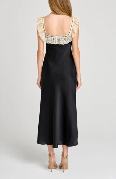 Wayf Ella Lace Trim Slipdress In Black