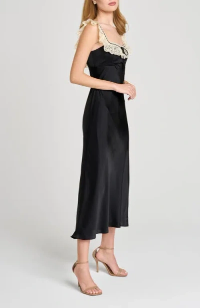 Wayf Ella Lace Trim Slipdress In Black