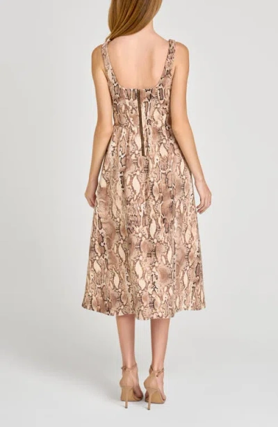 Wayf Savanna Snakeskin Print A-line Dress In Brown