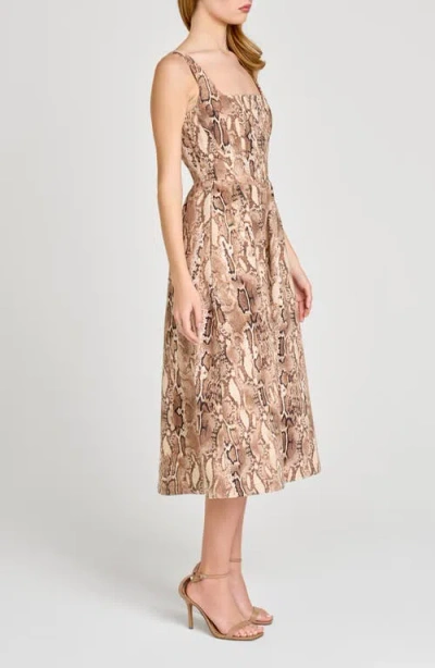 Wayf Savanna Snakeskin Print A-line Dress In Brown
