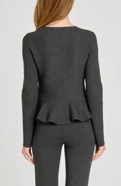 Wayf Brooklyn Peplum Cardigan In Gray