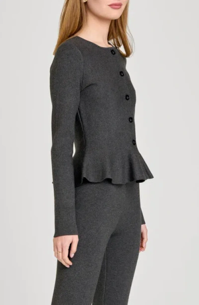 Wayf Brooklyn Peplum Cardigan In Gray