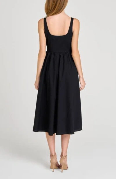 Wayf Lizzy Bow Trim Midi Dress In Black