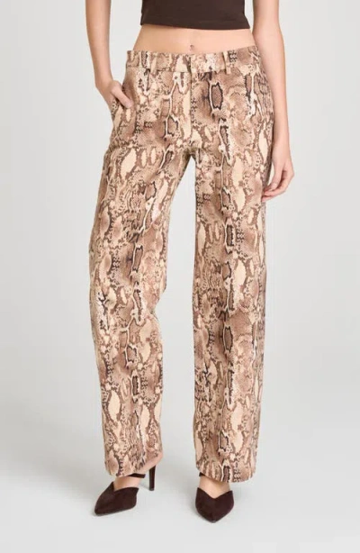 Wayf Savanna Snakeskin Print Straight Leg Pants In Metallic