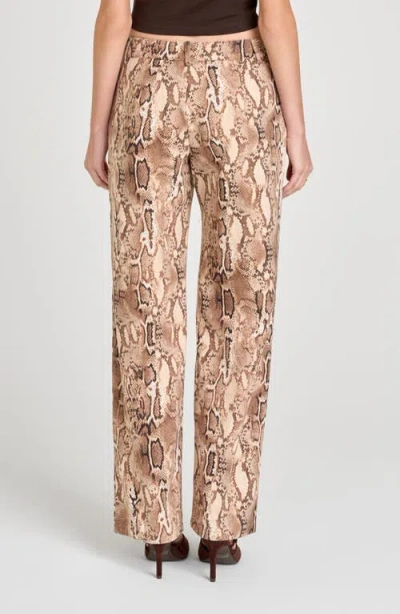 Wayf Savanna Snakeskin Print Straight Leg Pants In Metallic