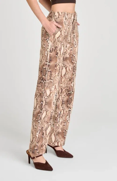 Wayf Savanna Snakeskin Print Straight Leg Pants In Metallic