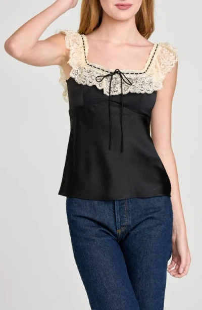 Wayf Ella Lace Trim Camisole In Black