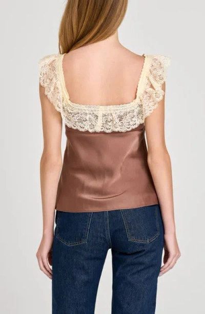 Wayf Ella Lace Trim Camisole In Brown