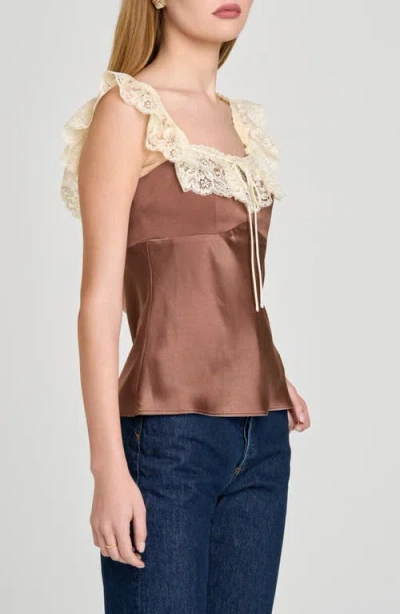 Wayf Ella Lace Trim Camisole In Brown
