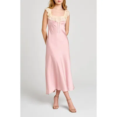 Wayf Ella Lace Trim Slipdress In Pink