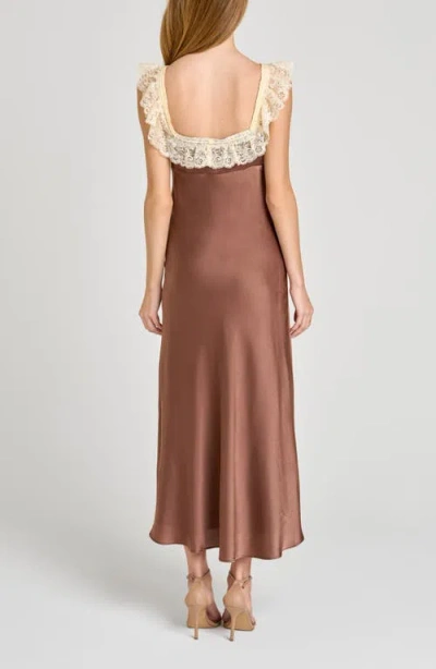 Wayf Ella Lace Trim Slipdress In Brown
