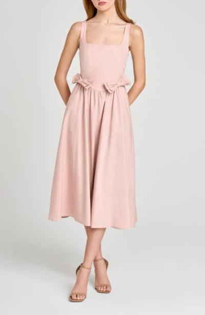 Wayf Lizzy Bow Trim Midi Dress In Pink