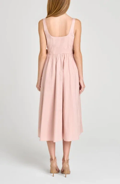 Wayf Lizzy Bow Trim Midi Dress In Pink