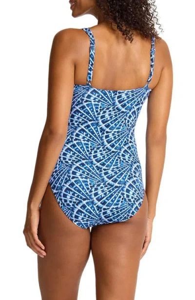 Tommy Bahama Island Cays Shell Cove Tie Front One-piece Swimsuit In Blue