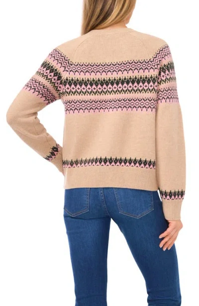 Cece Fair Isle Stripe Cardigan In Neutral
