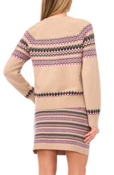 Cece Fair Isle Stripe Cardigan In Neutral