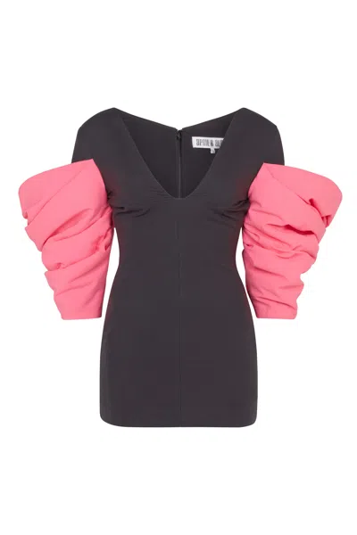 April & Alex Women's Grey / Pink Pink Puff Dress In Brown