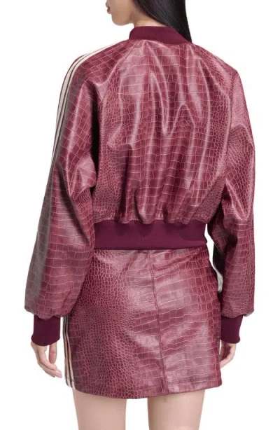 Adidas Originals Sst Croc Embossed Faux Leather Track Jacket In Animal Print