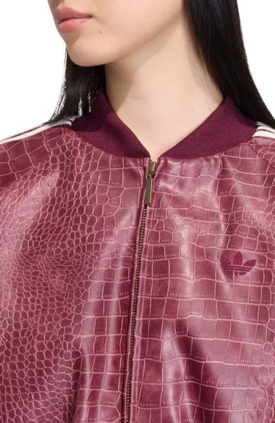 Adidas Originals Sst Croc Embossed Faux Leather Track Jacket In Animal Print