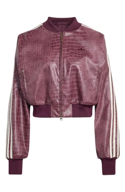 Adidas Originals Sst Croc Embossed Faux Leather Track Jacket In Animal Print