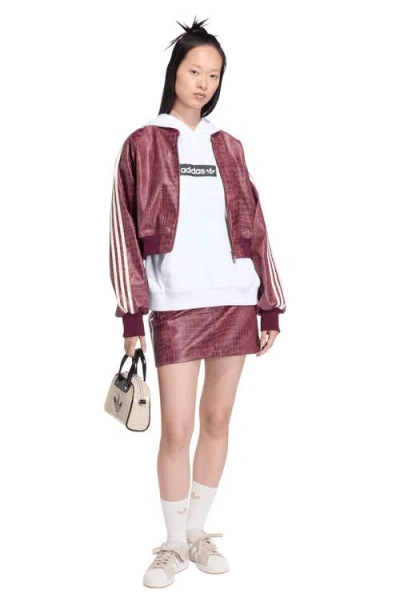 Adidas Originals Sst Croc Embossed Faux Leather Track Jacket In Animal Print