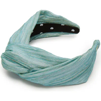 Lele Sadoughi Greta Shimmer Knotted Headband In Blue