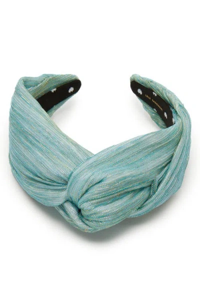 Lele Sadoughi Greta Shimmer Knotted Headband In Blue