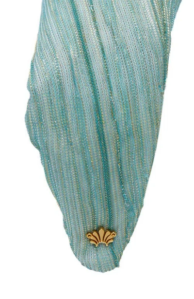 Lele Sadoughi Greta Shimmer Knotted Headband In Blue