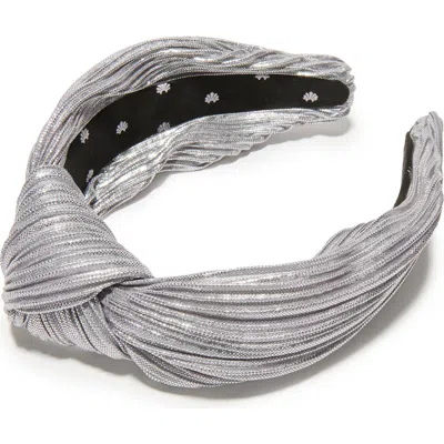 Lele Sadoughi Pleated Knotted Headband In Gray