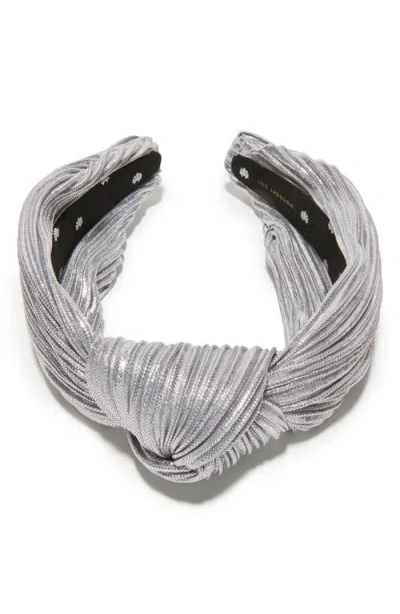 Lele Sadoughi Pleated Knotted Headband In Gray