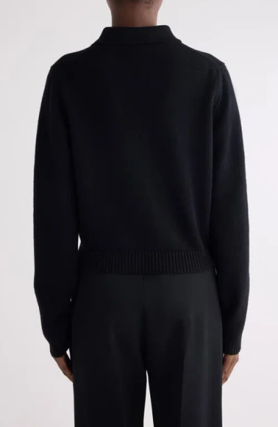 Givenchy Long Sleeve Wool & Cashmere Polo In Black
