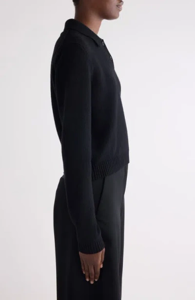 Givenchy Long Sleeve Wool & Cashmere Polo In Black