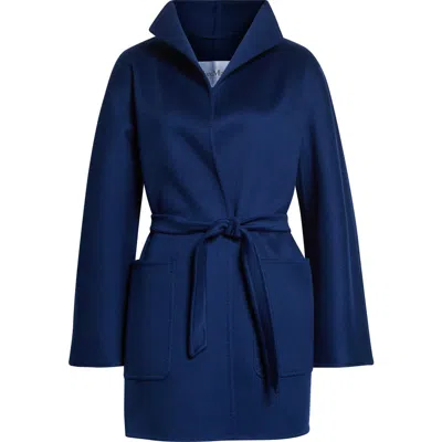 Max Mara Edile Cashmere Double Face Wrap Coat In Blue