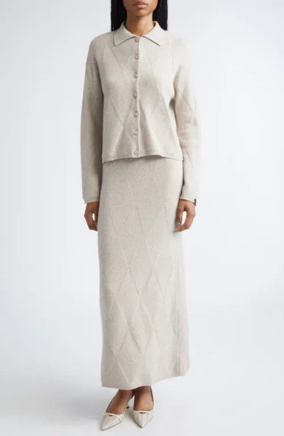 Max Mara Diamond Stitch Cashmere Cardigan In Brown