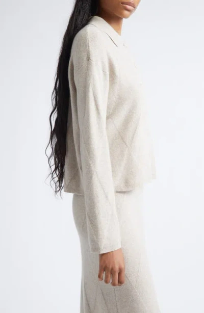 Max Mara Diamond Stitch Cashmere Cardigan In Brown