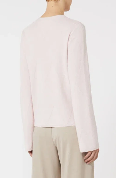 Max Mara Baffo Diamond Stitch Cashmere Crewneck Sweater In Pink