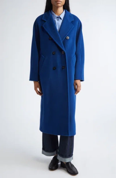 Max Mara Madame Double Breasted Wool & Cashmere Coat In Blue