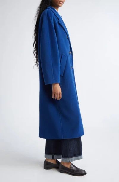 Max Mara Madame Double Breasted Wool & Cashmere Coat In Blue