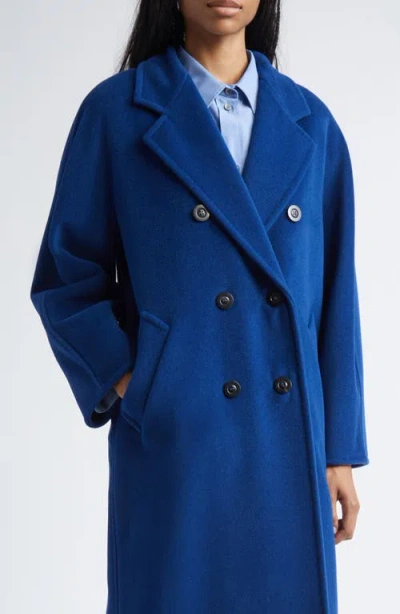 Max Mara Madame Double Breasted Wool & Cashmere Coat In Blue