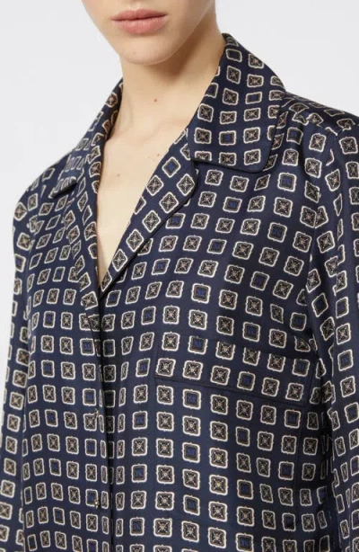 Max Mara Disco Monogram Paisley Pajama Shirt In Blue