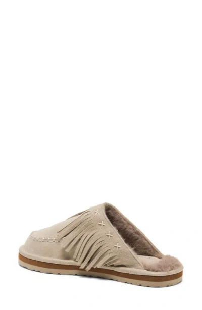 Free People Fallon Fringe Faux Fur Mule Slipper In Neutral